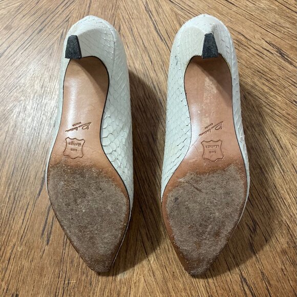 Thomas Wallace Vintage Cream Snakeskin Kitten Heel Pumps - Size 7 1/2 - Picture 6 of 15